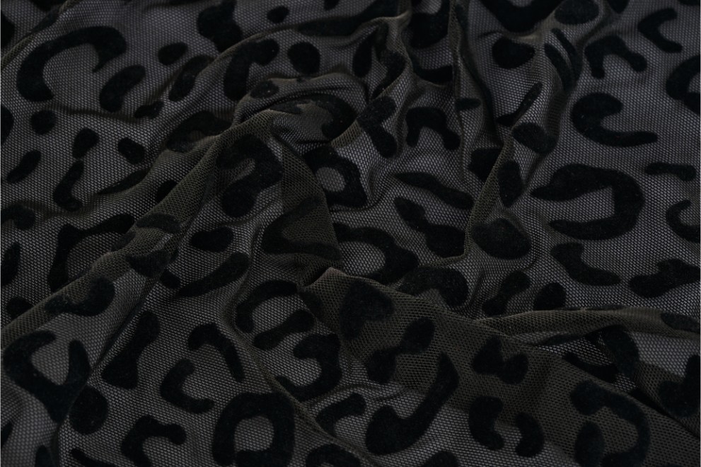 Lyc Tulle Leopard Flock Print